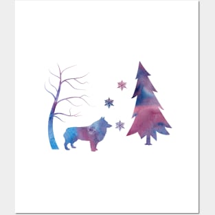 Schipperke Winter Art Snowflakes Posters and Art